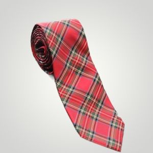 Tommy Hilfiger Red Tartan Plaid Silk Tie